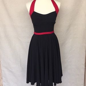 Rock Steady Swing Flare Pin up Halter Dress M